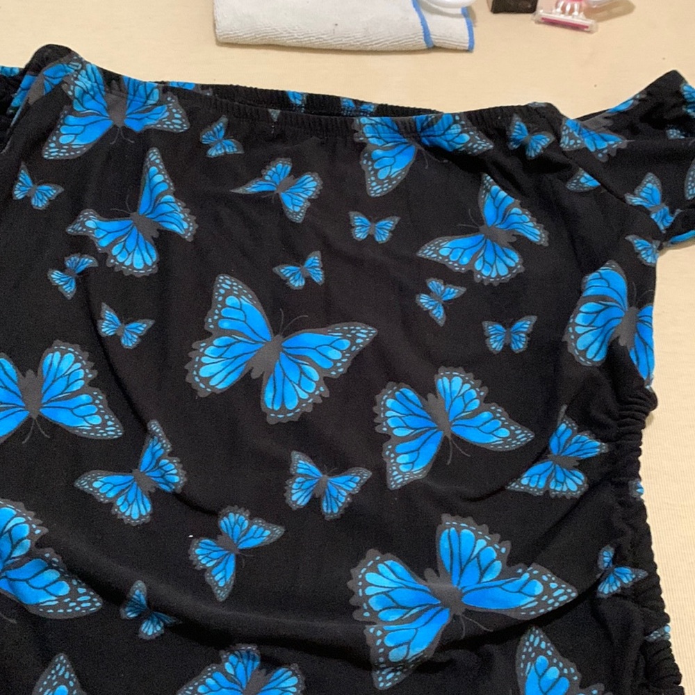 Black with butterflies top